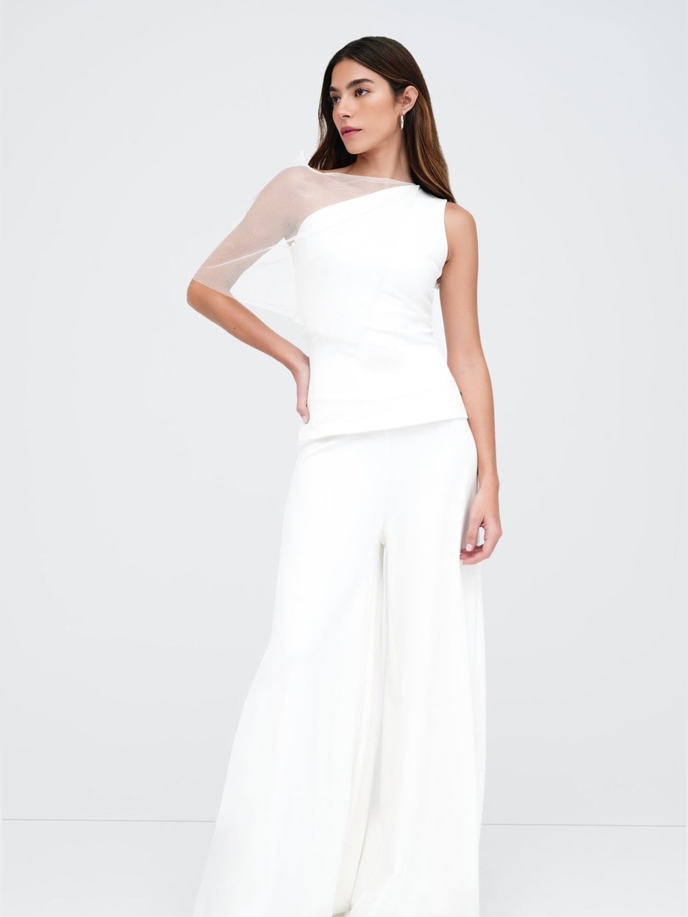Marcella Zinnia Top European Ponte Mesh One-Shoulder Top szM NWOT - Picture 4 of 14